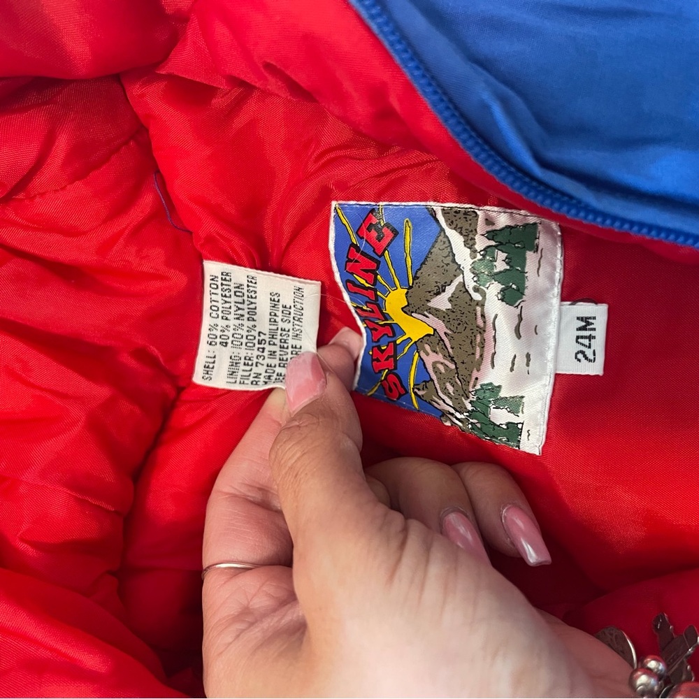 Vintage 90s colorblock Puffer Jacket - Picture 3 of 4